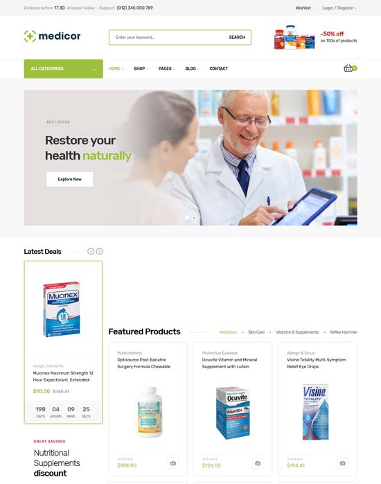 medicor pharmacy wordpress theme