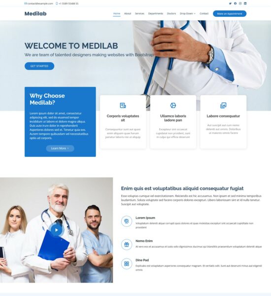 medilab free medical bootstrap template