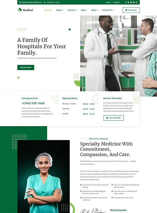 medileaf medical html template