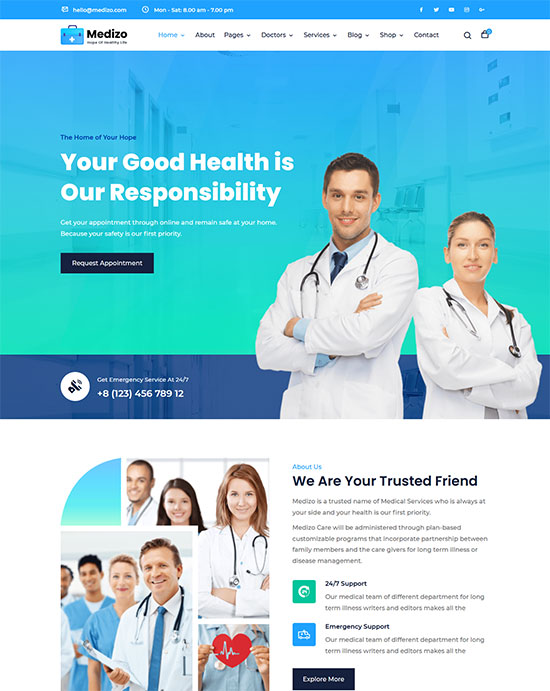 medizo clinic doctor html template