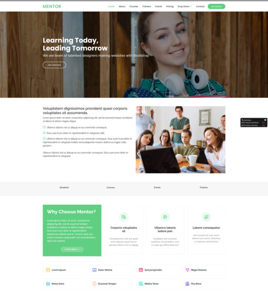 mentor education bootstrap website template