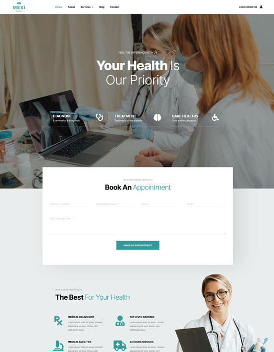 mexi free medical wordpress theme