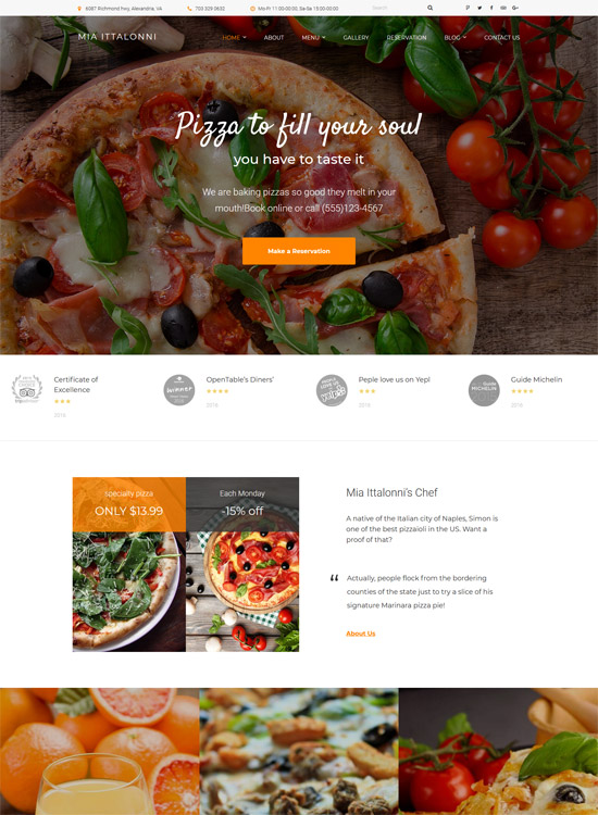 mia ittalloni free wordpress restaurant theme