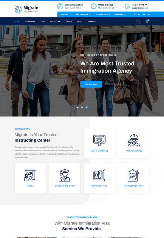 migrate visa consulting html template