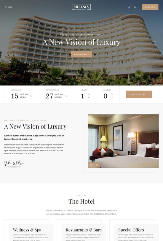 milenia hotel website template