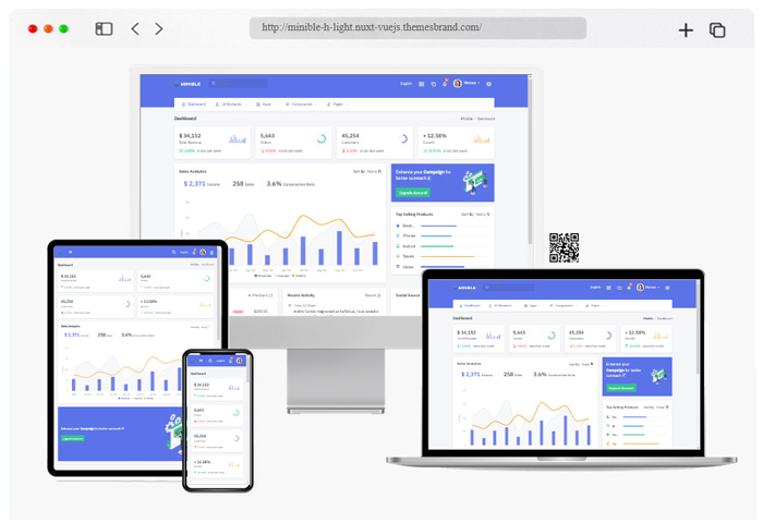 minible vue admin dashboard template