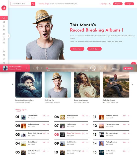 music website templates free download