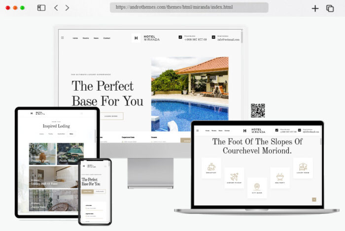 miranda modern hotel website layout