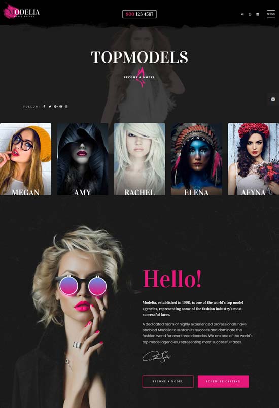 modelia modeling agency html template