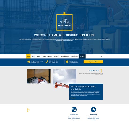 modern free construction wordpress theme