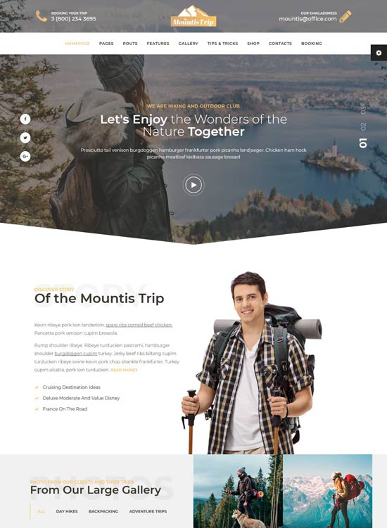 mountis hiking outdoor club html template
