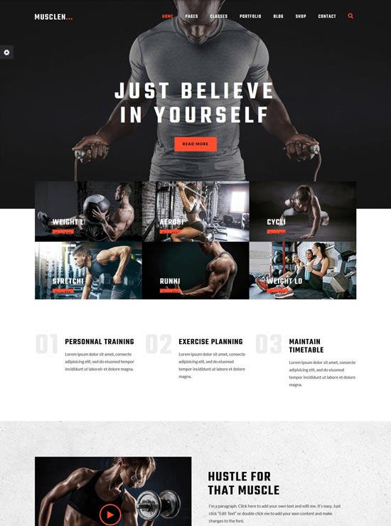 musclen gym joomla template