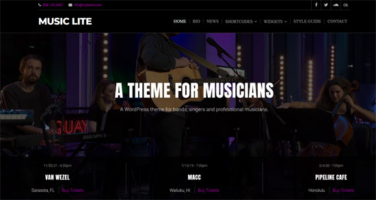 music lite free wordpress theme