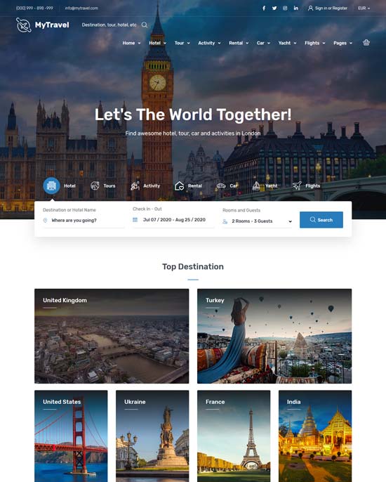 mytravel vacations html template