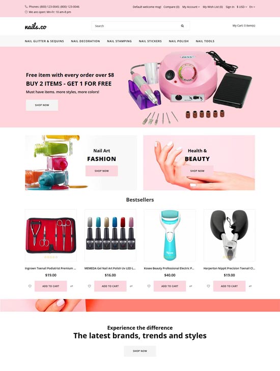 nails beauty supply opencart template