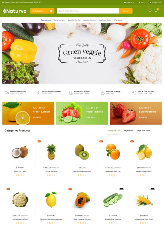naturve vegetable store magento theme