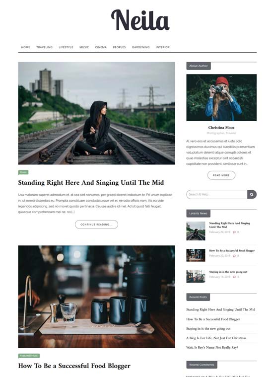 neila free blog wordpress theme