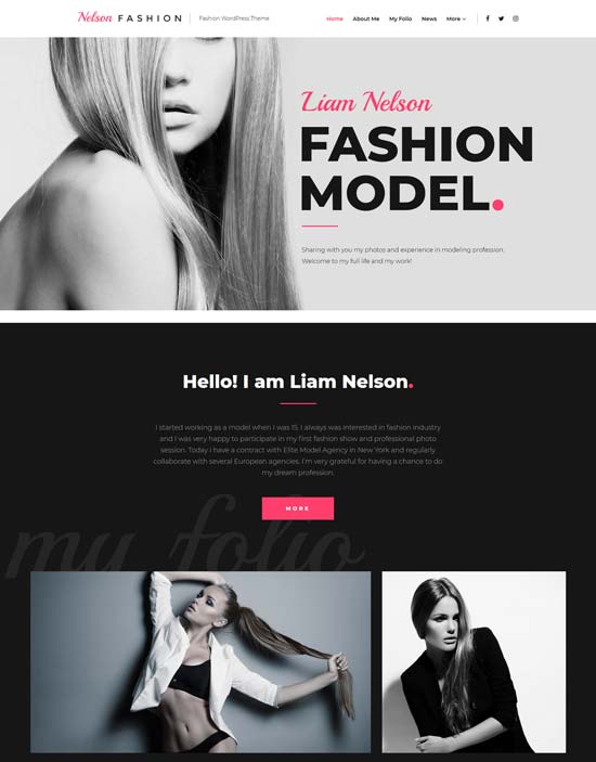 nelson fashion model wordpress theme
