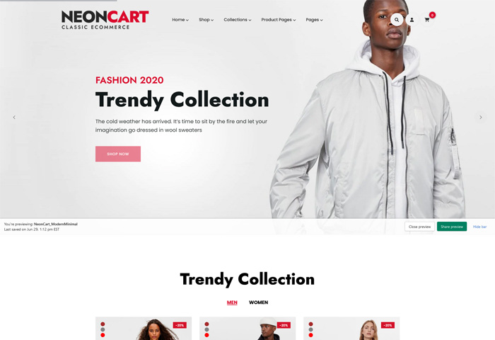 neoncart fashion shopify theme