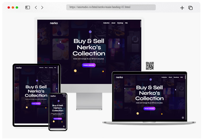 nerko nft portfolio onepage template