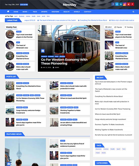 newslay magazine wordpress theme