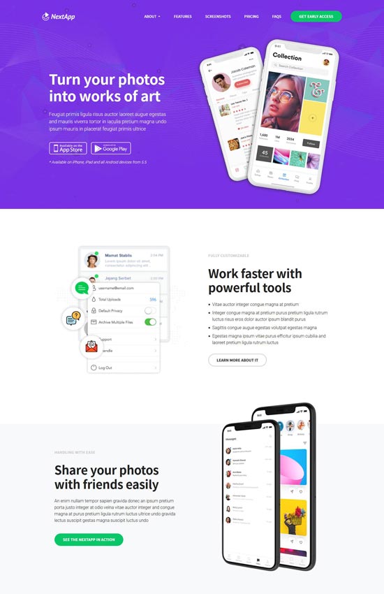 nextapp app landing pages pack