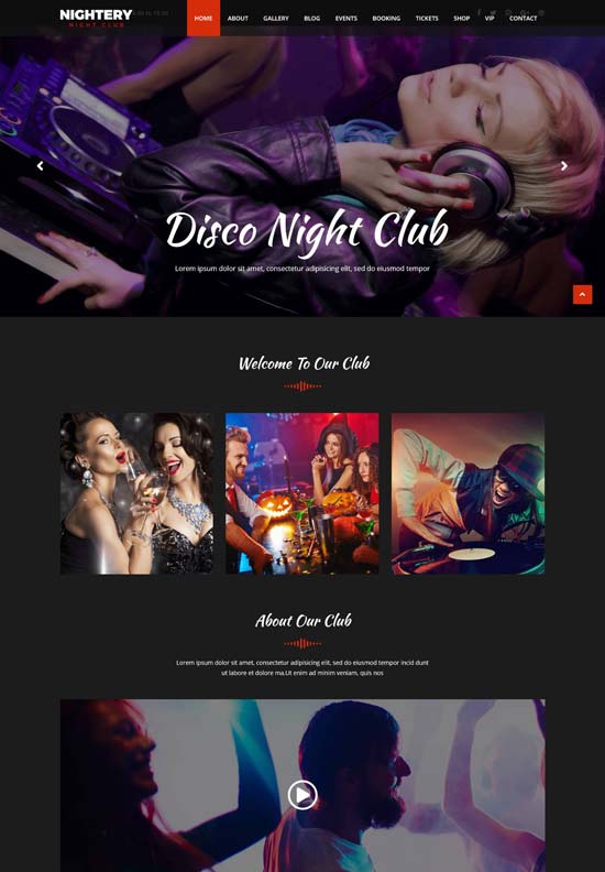 nightery night club wordpress theme