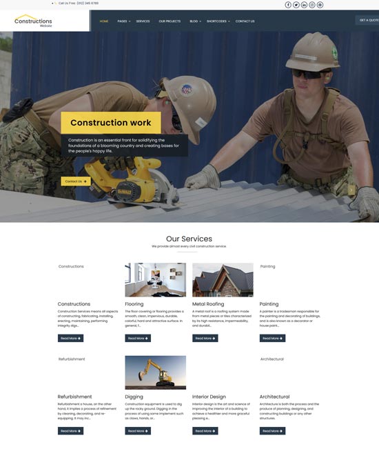 nirman construction free wordpress theme