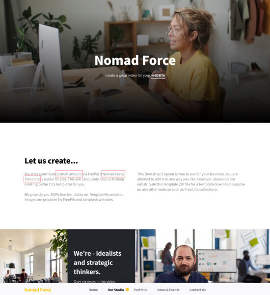 nomad forcefree bootstrap html landing page template