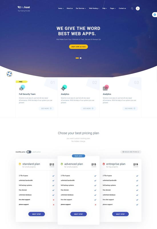 Nuhost Hosting WHMCS HTML Template