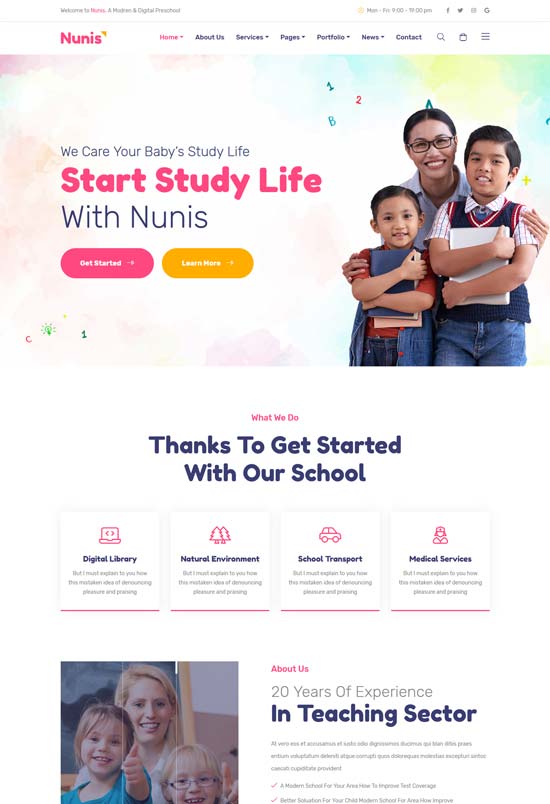 nunis day kindergarten html template