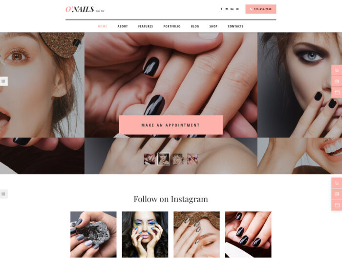 onails nail salon wellness wordpress theme