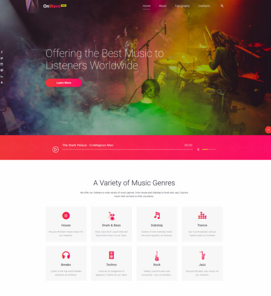 onwave free html music website template