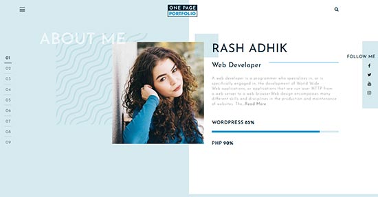 one page portfolio wordpress