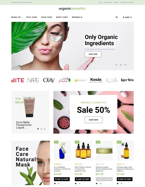 organic cosmetics store magento theme