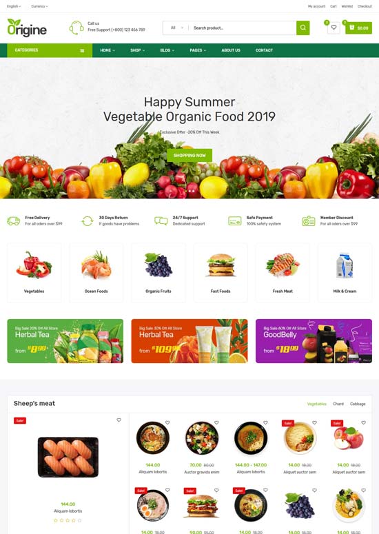 origine organic food html template