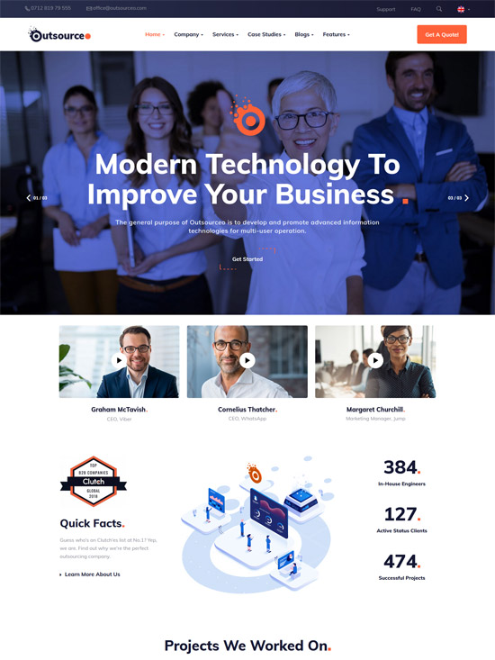 outsourceo it solutions services theme