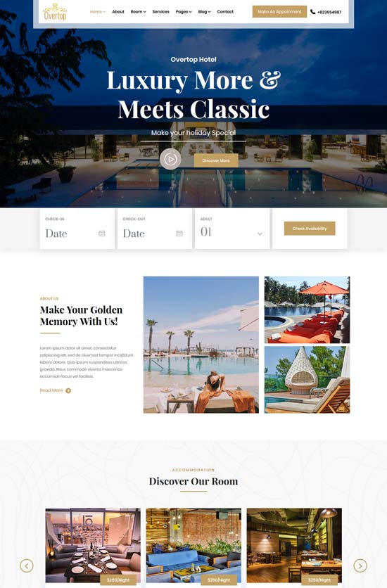 overtop hotel booking html template