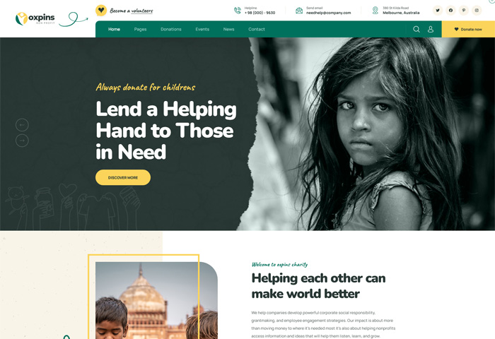oxpins non profit charity html template