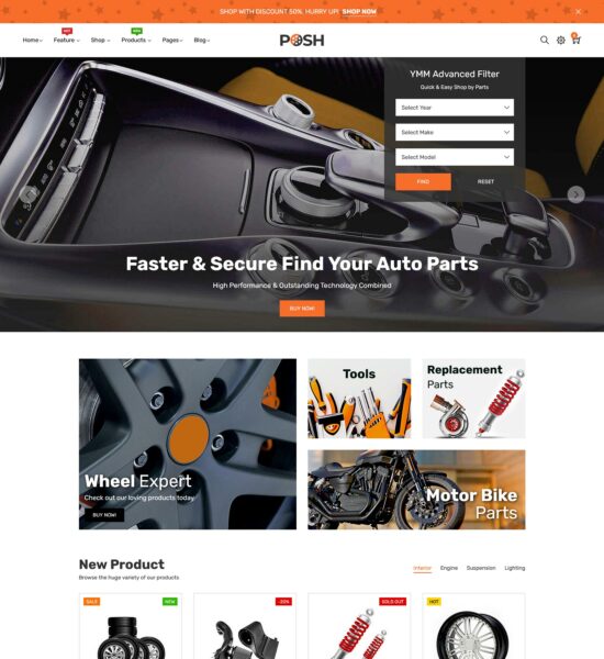 posh free auto parts html template