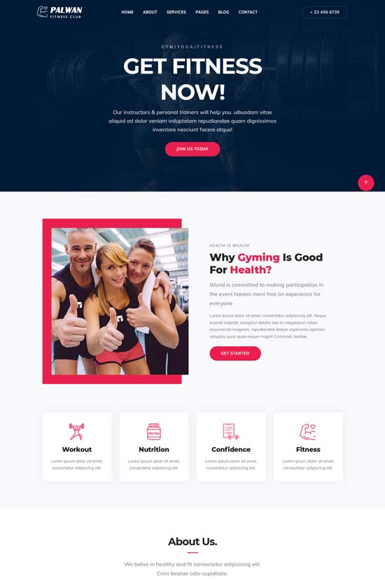palwan gym bootstrap template