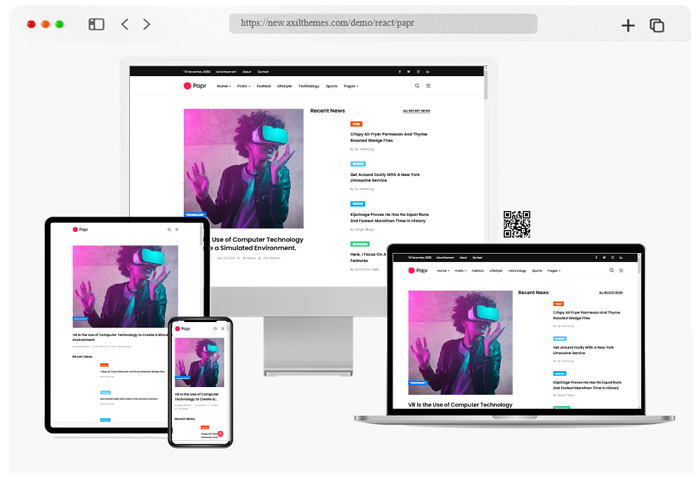 papr react news blog template