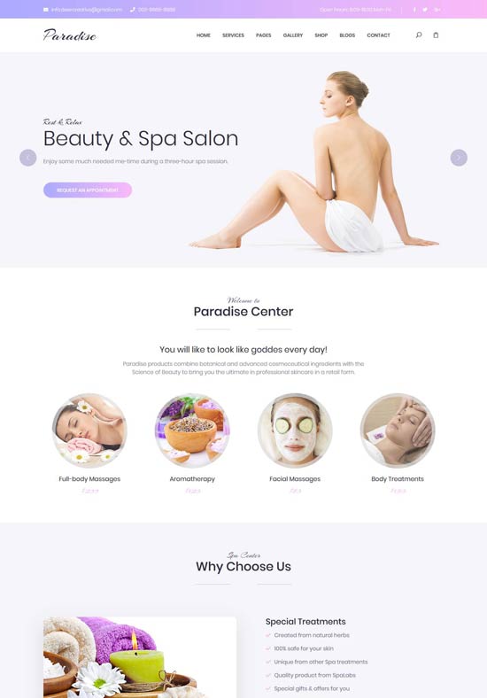 paradise spa salon html template