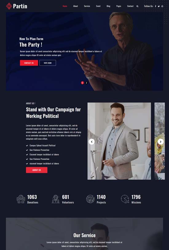 partin political html template