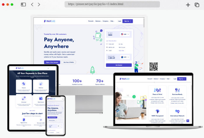 paylio money transfer online payments html template