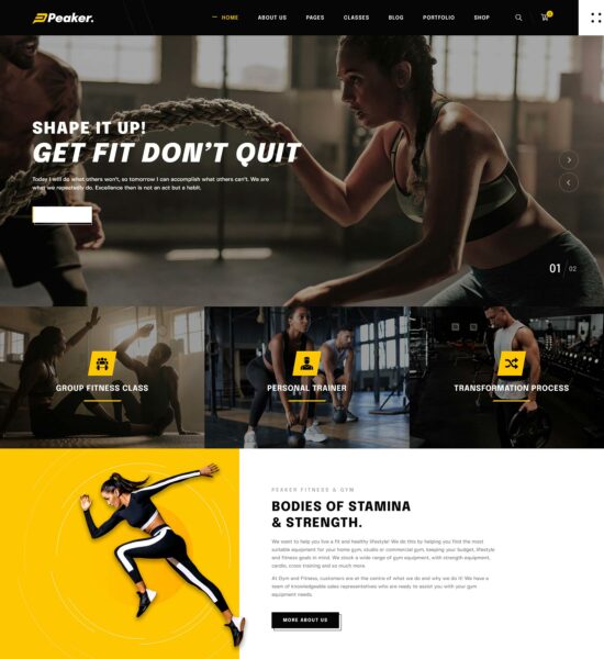 peaker fitness gym wordpress theme