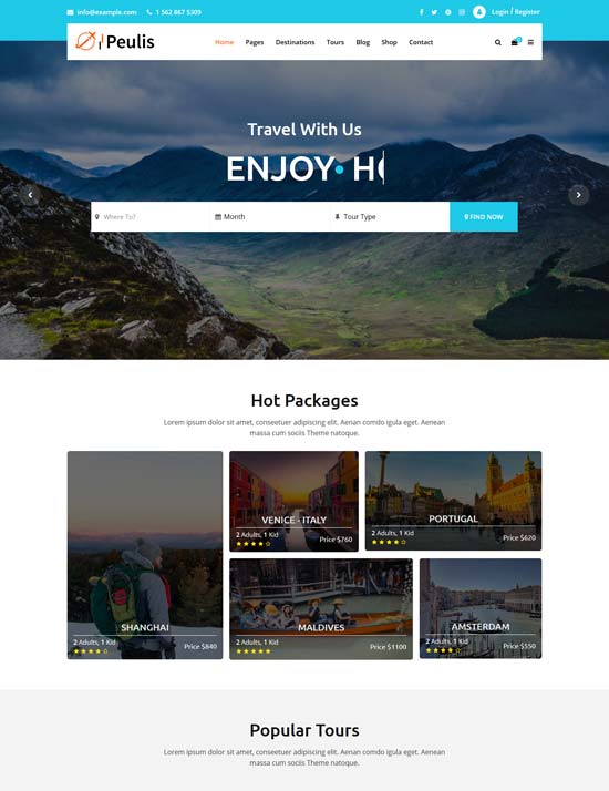 peulis travel agency html template
