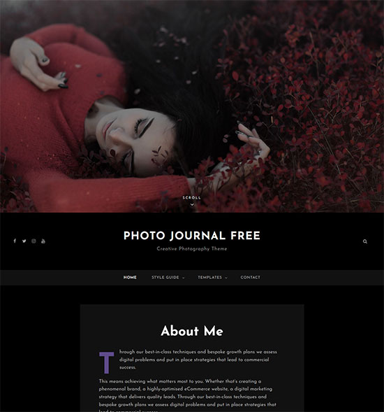 photo journal free photography wordpress theme