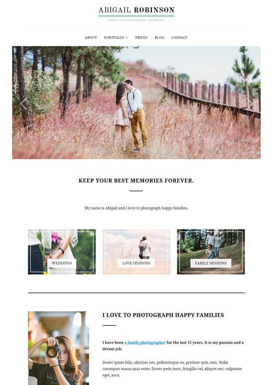 photozoom free photographers wordpress theme