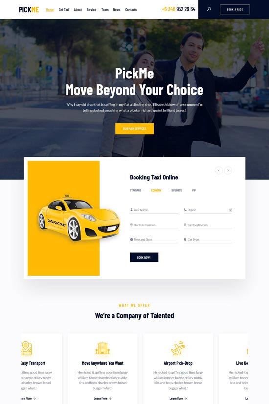 pickme taxi cab rental html template